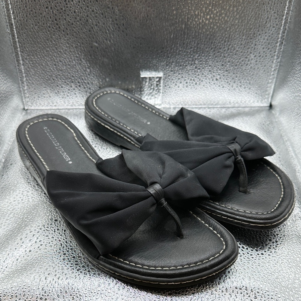 Donald J. Pliner Black Slide Sandals with Bow
